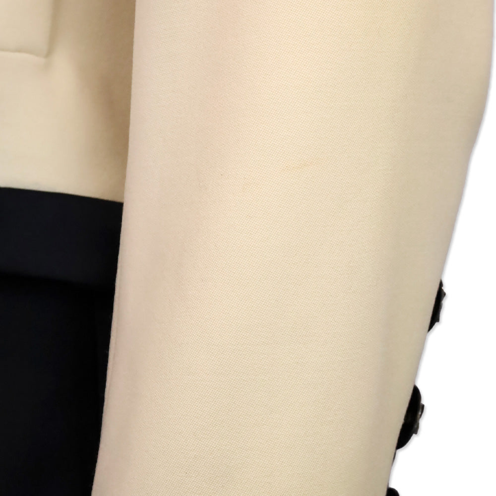 Yves Saint Laurent Rive Gauche Vintage Cream Black Trim Wool V-Neck Jacket
