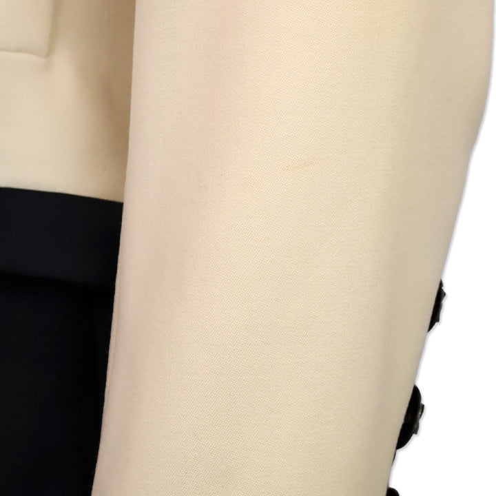 Yves Saint Laurent Rive Gauche Vintage Cream Black Trim Wool V-Neck Jacket