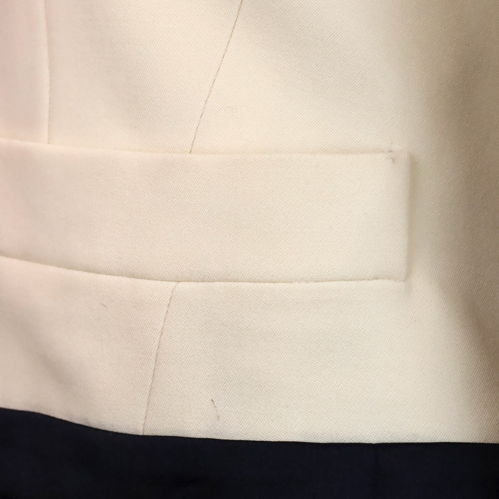 Yves Saint Laurent Rive Gauche Vintage Cream Black Trim Wool V-Neck Jacket