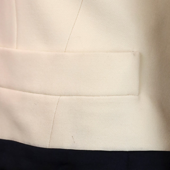 Yves Saint Laurent Rive Gauche Vintage Cream Black Trim Wool V-Neck Jacket