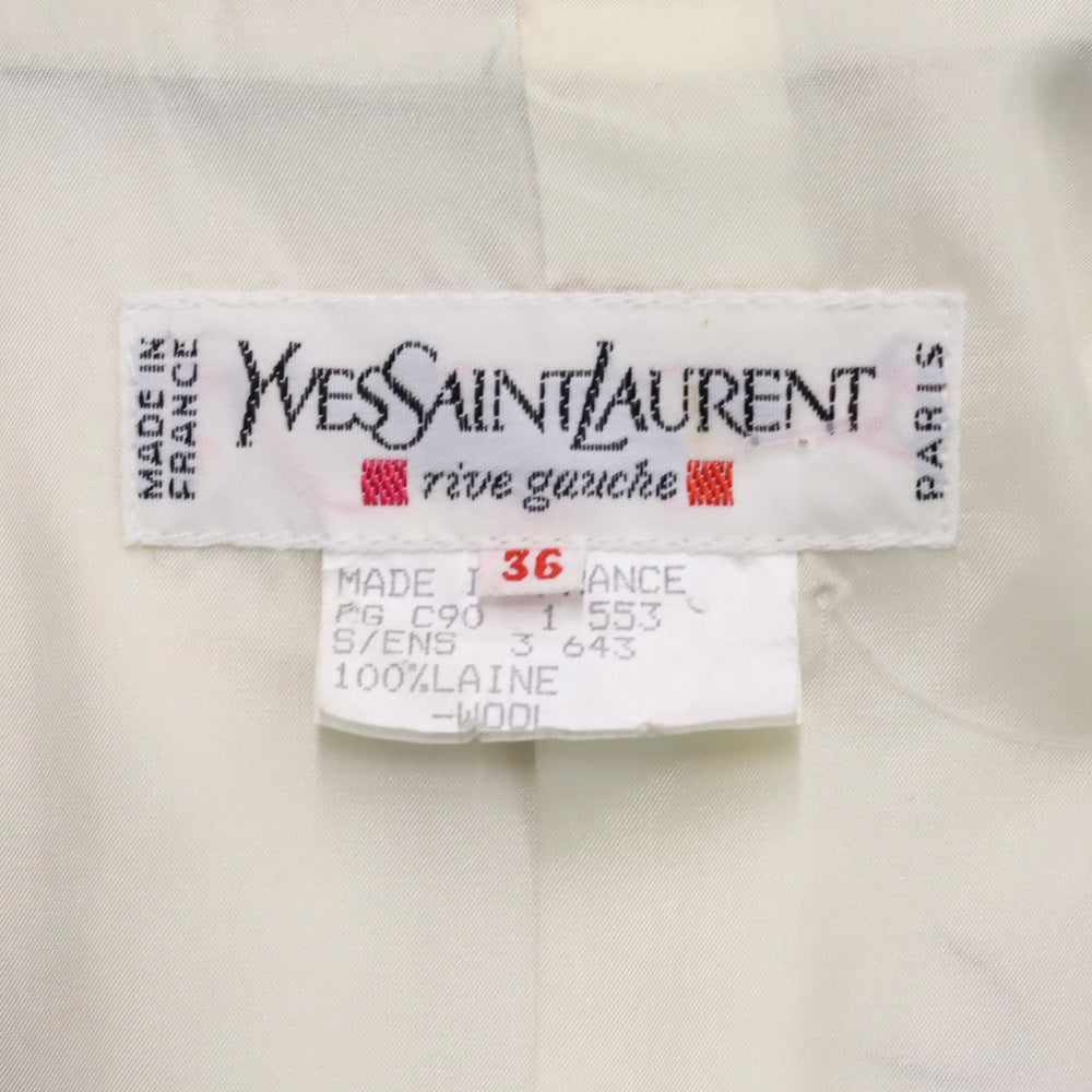 Yves Saint Laurent Rive Gauche Vintage Cream Black Trim Wool V-Neck Jacket