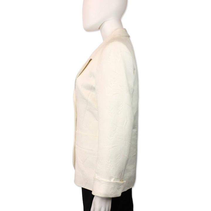 Yves Saint Laurent Rive Gauche White Floral Jacquard Cotton Blazer