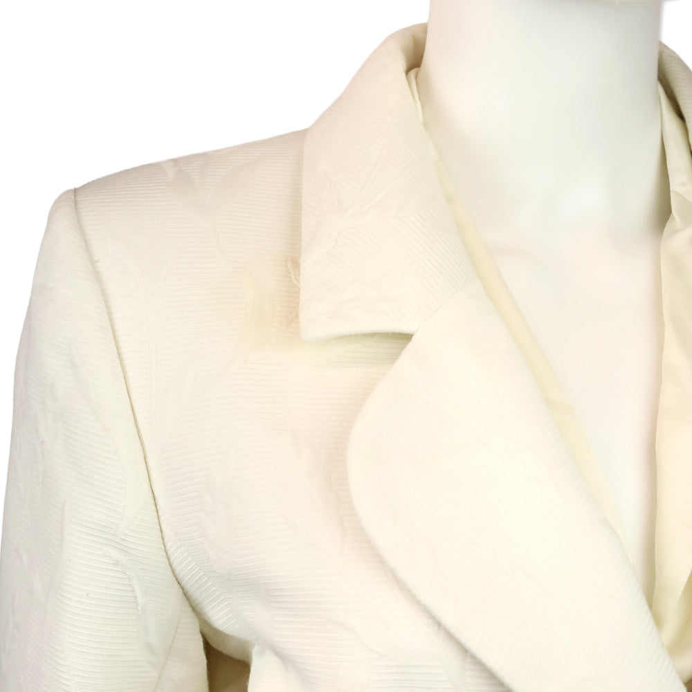 Yves Saint Laurent Rive Gauche White Floral Jacquard Cotton Blazer