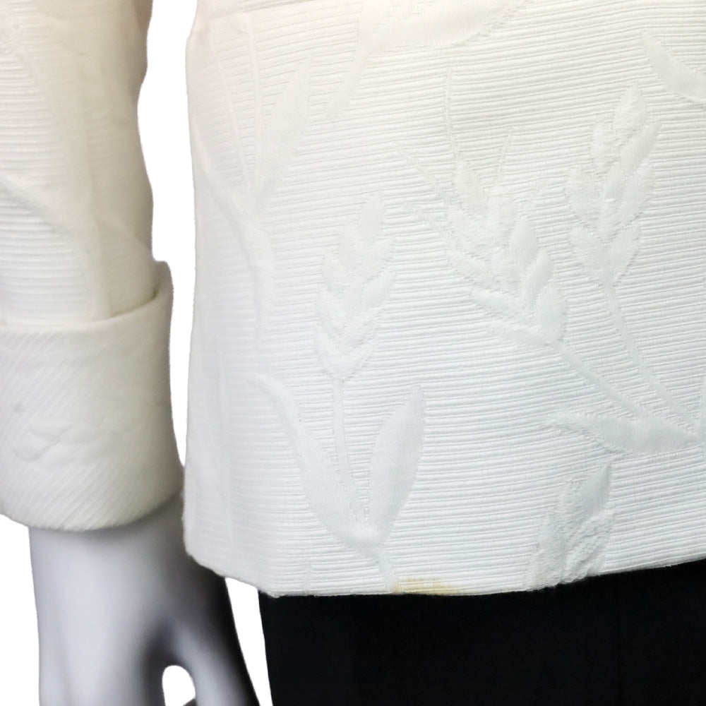 Yves Saint Laurent Rive Gauche White Floral Jacquard Cotton Blazer