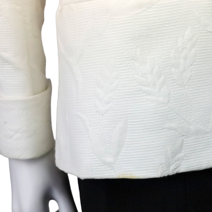 Yves Saint Laurent Rive Gauche White Floral Jacquard Cotton Blazer