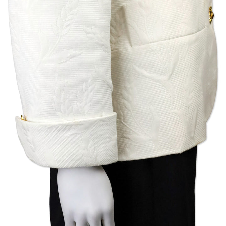 Yves Saint Laurent Rive Gauche White Floral Jacquard Cotton Blazer
