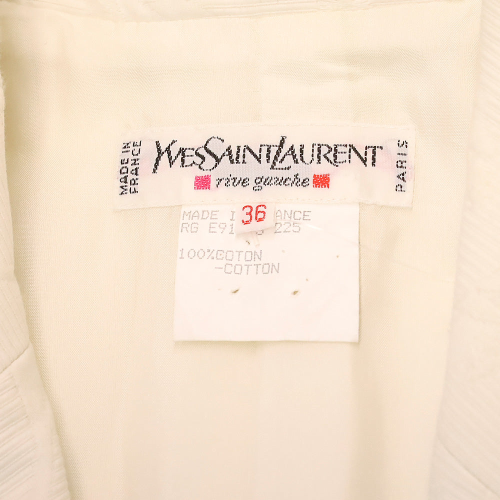 Yves Saint Laurent Rive Gauche White Floral Jacquard Cotton Blazer