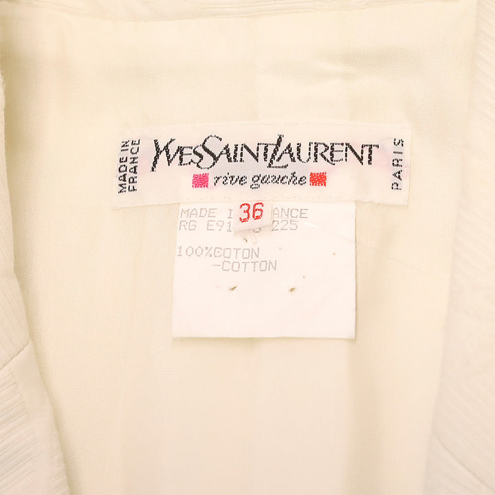 Yves Saint Laurent Rive Gauche White Floral Jacquard Cotton Blazer