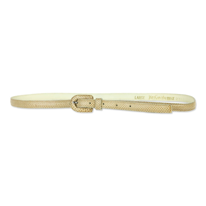 Yves Saint Laurent Thin Beige Snakeskin Belt
