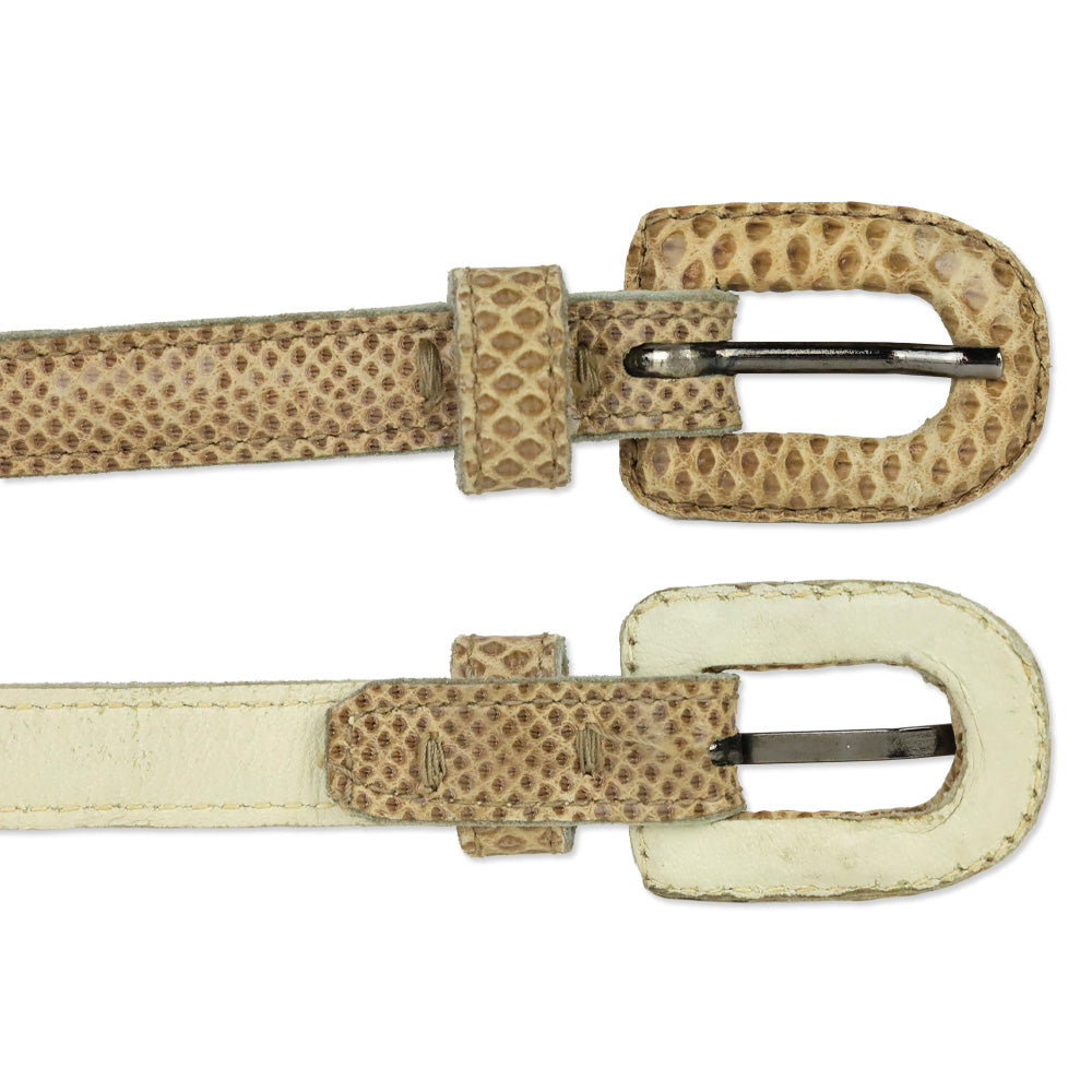 Yves Saint Laurent Thin Beige Snakeskin Belt