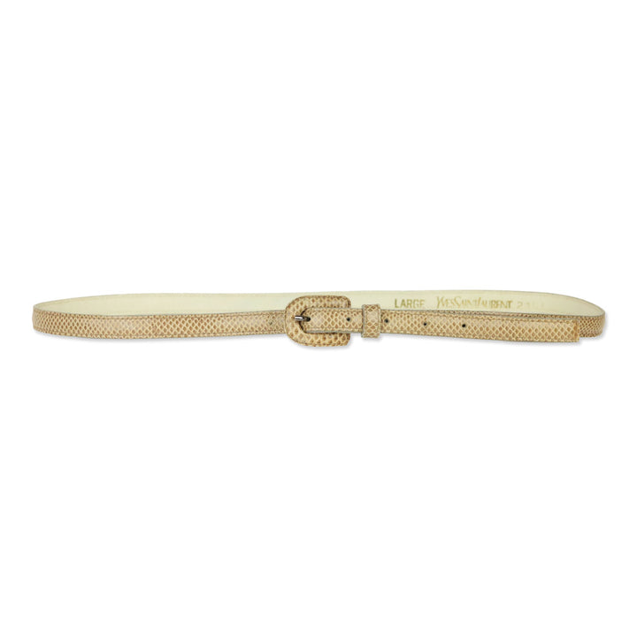 Yves Saint Laurent Thin Beige Snakeskin Belt
