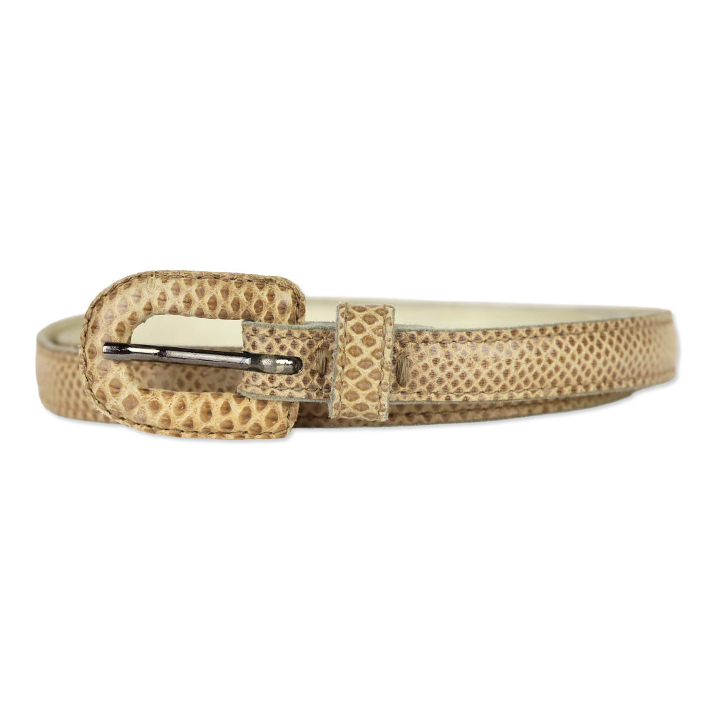 Yves Saint Laurent Thin Beige Snakeskin Belt