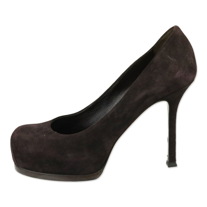 Yves Saint Laurent Tribtoo Brown Suede Platform Pump