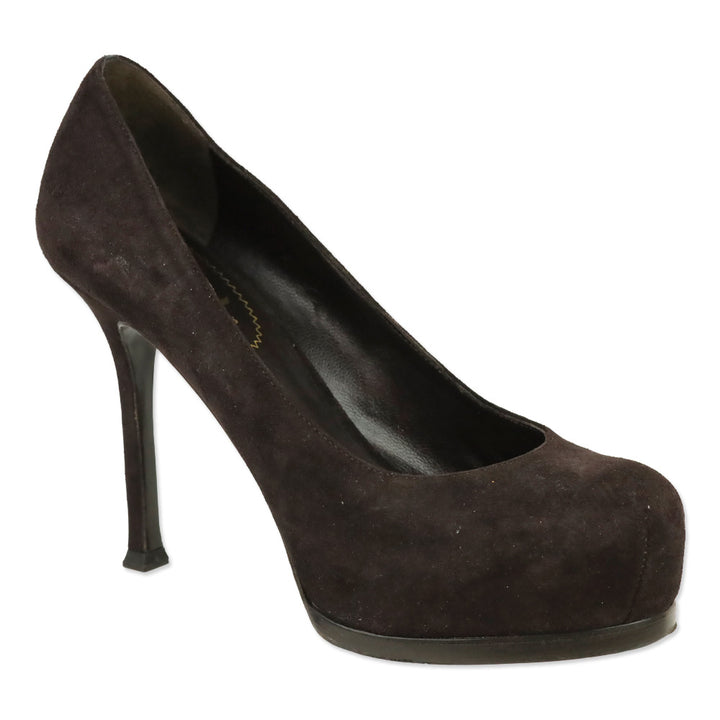 Yves Saint Laurent Tribtoo Brown Suede Platform Pump