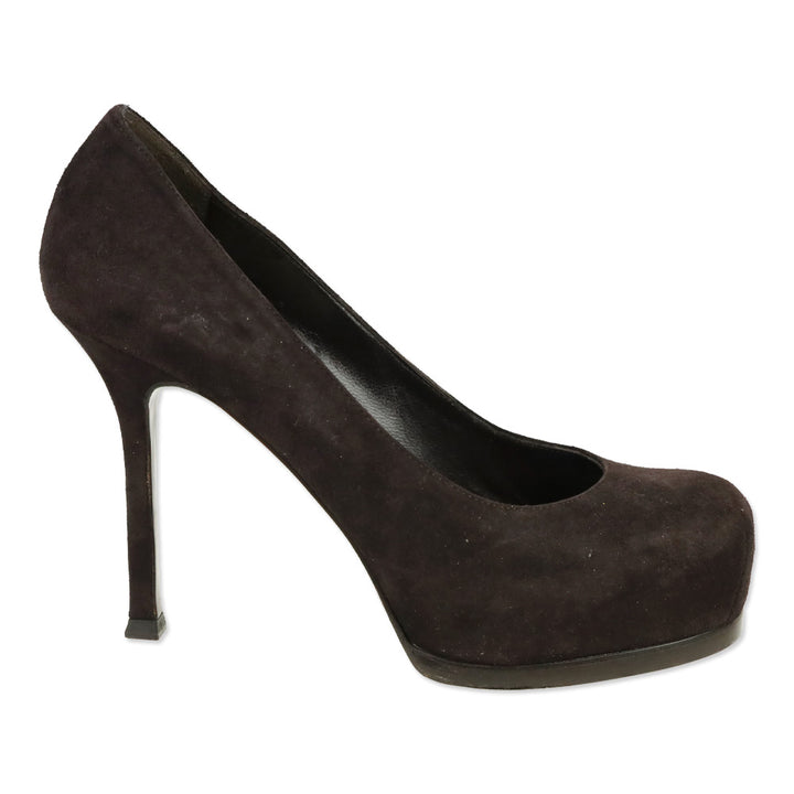 Yves Saint Laurent Tribtoo Brown Suede Platform Pump