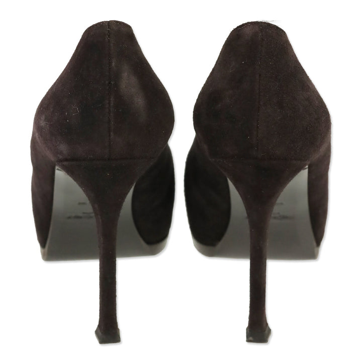Yves Saint Laurent Tribtoo Brown Suede Platform Pump