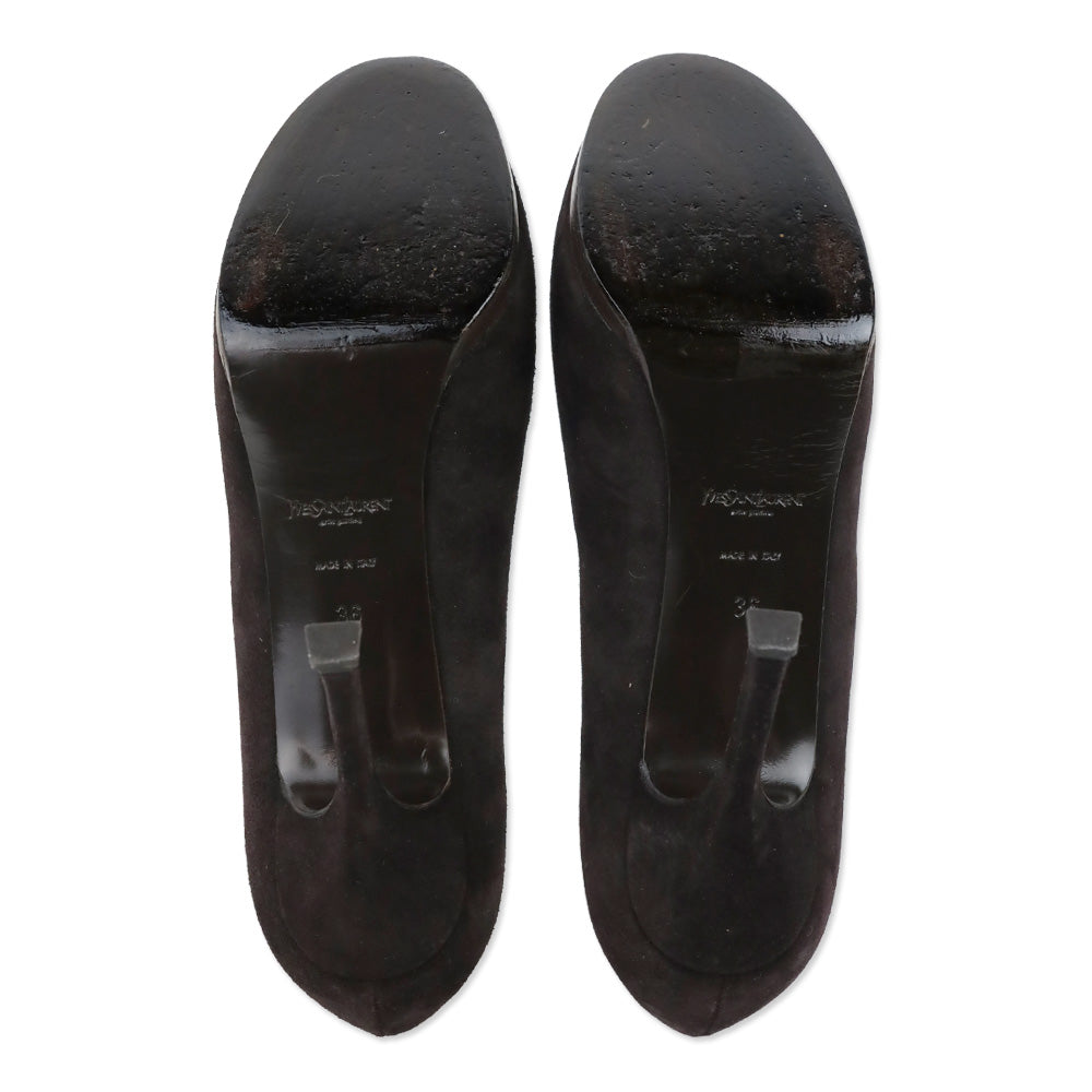 Yves Saint Laurent Tribtoo Brown Suede Platform Pump
