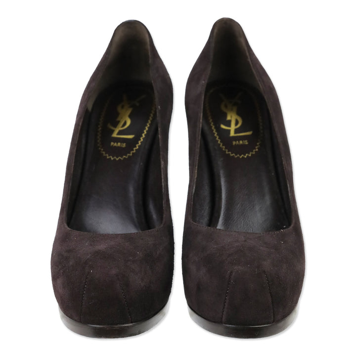 Yves Saint Laurent Tribtoo Brown Suede Platform Pump
