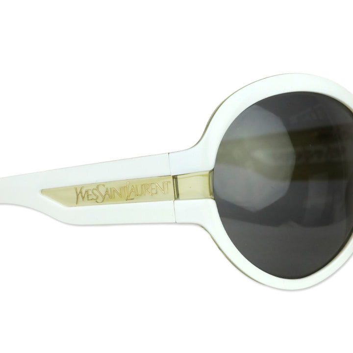 Yves Saint Laurent White/Clear Oversized Round Sunglasses