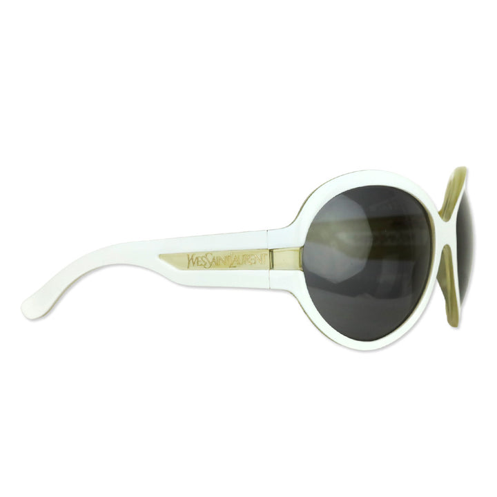 Yves Saint Laurent White/Clear Oversized Round Sunglasses