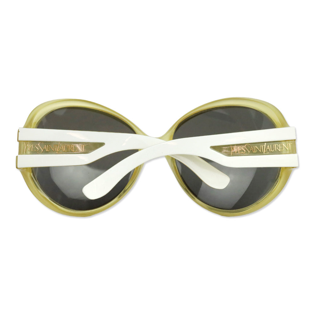 Yves Saint Laurent White/Clear Oversized Round Sunglasses