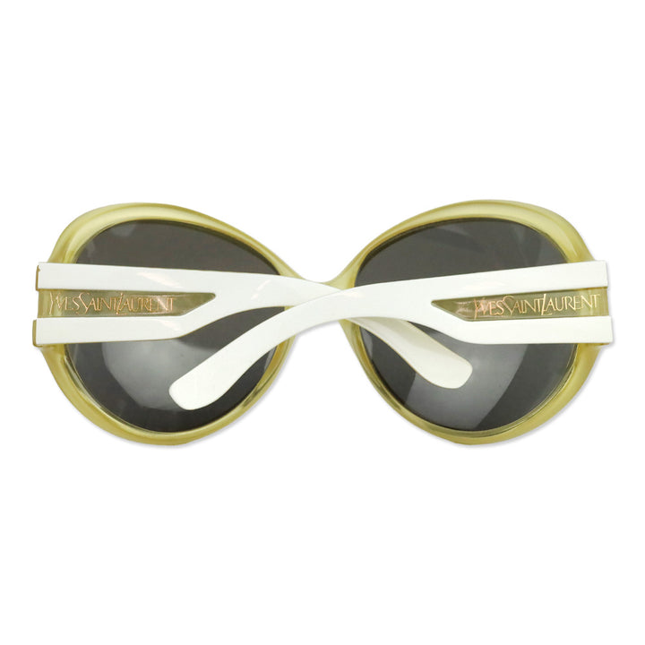 Yves Saint Laurent White/Clear Oversized Round Sunglasses
