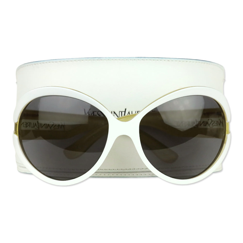 Yves Saint Laurent White/Clear Oversized Round Sunglasses