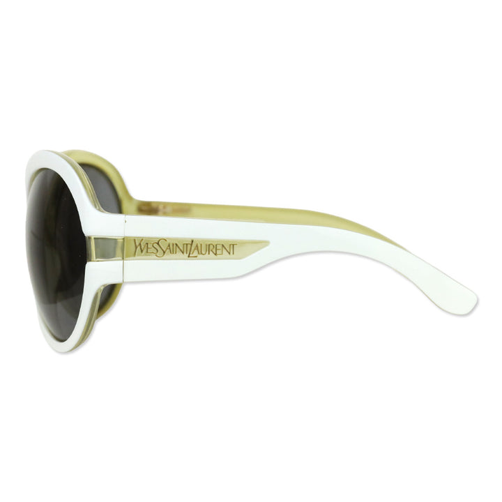 Yves Saint Laurent White/Clear Oversized Round Sunglasses