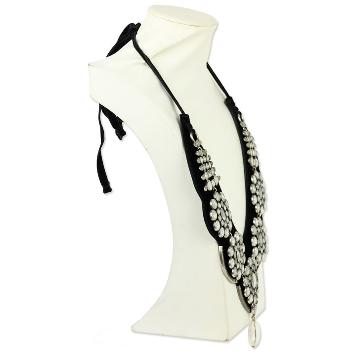 Yves Saint Laurent Rive Gauche by Tom Ford F/W 2002 Rock Crystal Black Velvet Choker Necklace