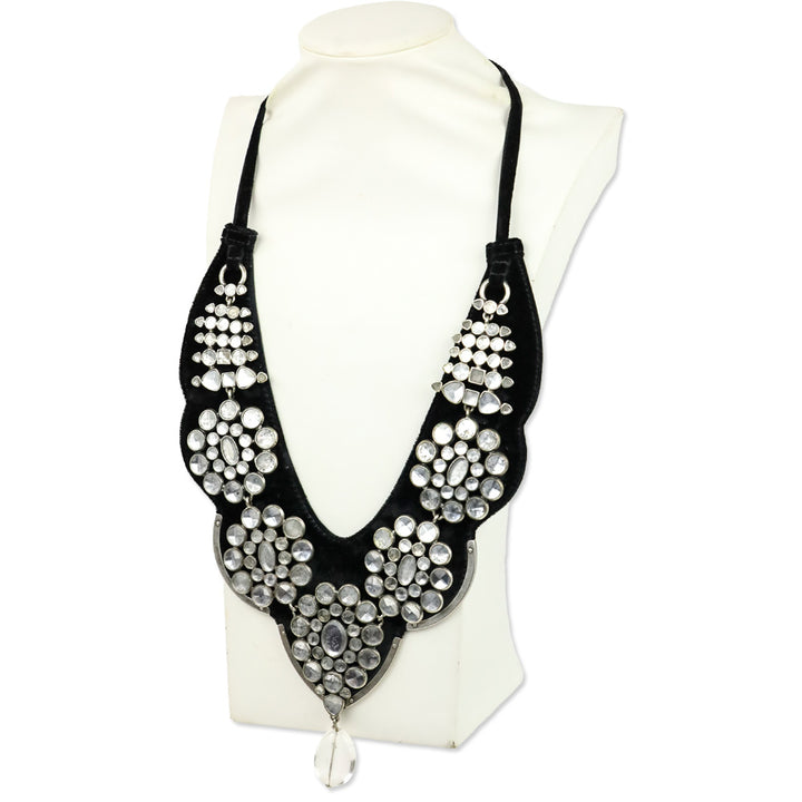 Yves Saint Laurent Rive Gauche by Tom Ford F/W 2002 Rock Crystal Black Velvet Choker Necklace