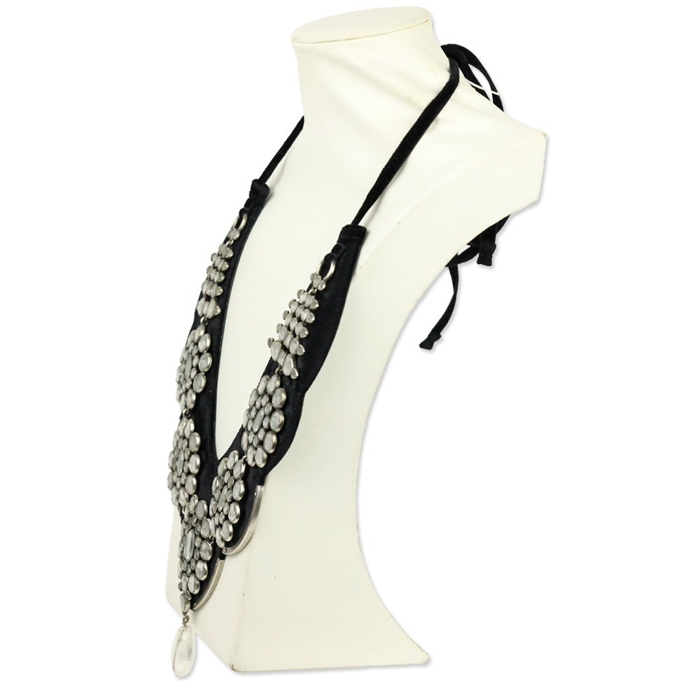 Yves Saint Laurent Rive Gauche by Tom Ford F/W 2002 Rock Crystal Black Velvet Choker Necklace