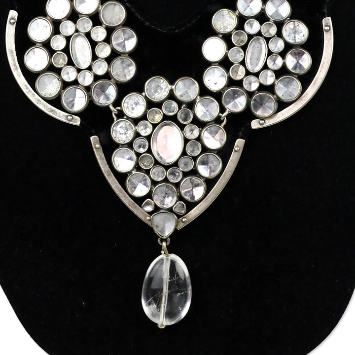 Yves Saint Laurent Rive Gauche by Tom Ford F/W 2002 Rock Crystal Black Velvet Choker Necklace