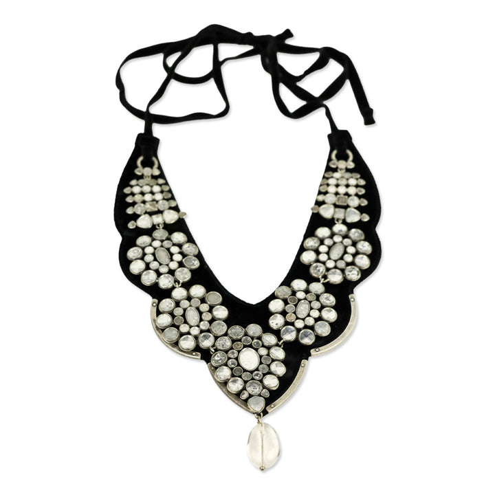 Yves Saint Laurent Rive Gauche by Tom Ford F/W 2002 Rock Crystal Black Velvet Choker Necklace