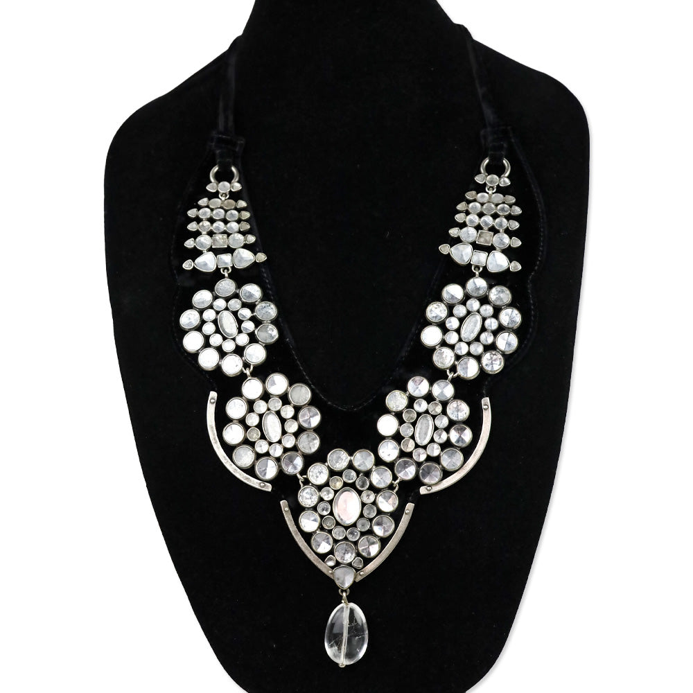 Yves Saint Laurent Rive Gauche by Tom Ford F/W 2002 Rock Crystal Black Velvet Choker Necklace