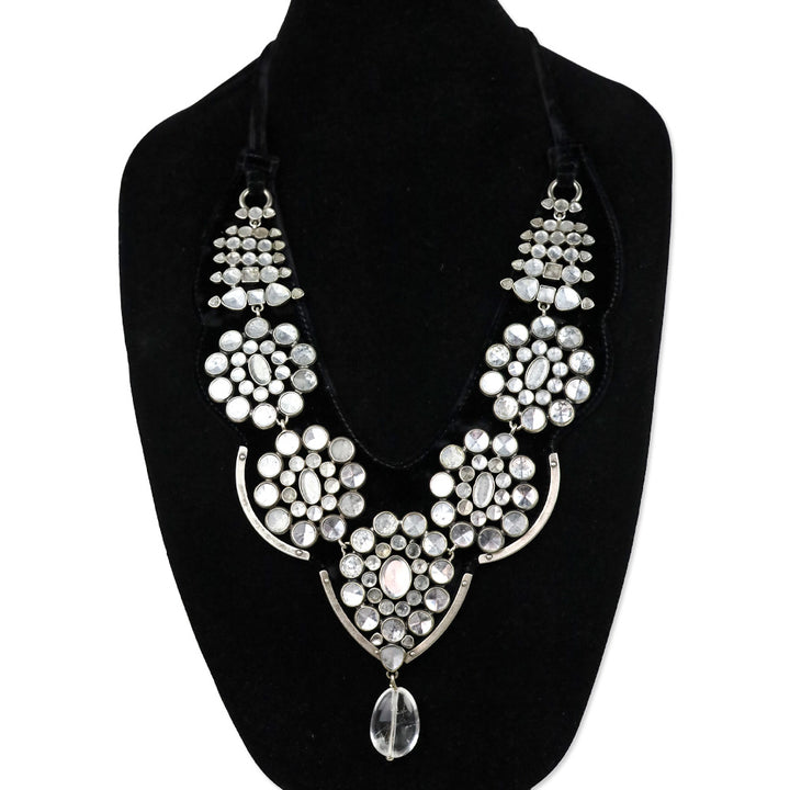Yves Saint Laurent Rive Gauche by Tom Ford F/W 2002 Rock Crystal Black Velvet Choker Necklace
