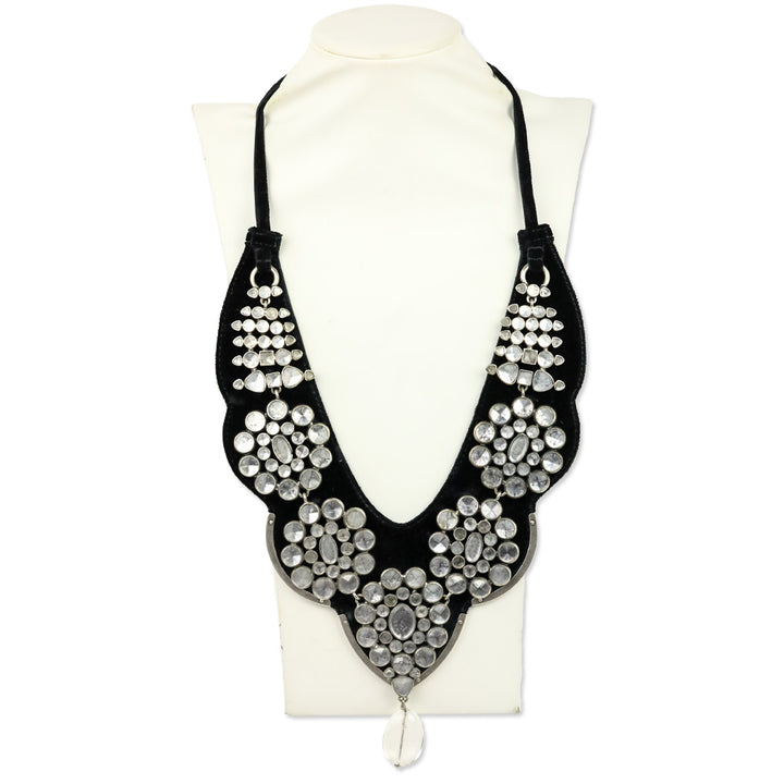Yves Saint Laurent Rive Gauche by Tom Ford F/W 2002 Rock Crystal Black Velvet Choker Necklace