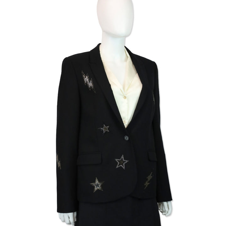 Zadig & Voltaire Black Crystal Star & Lightning Victor Light Blazer