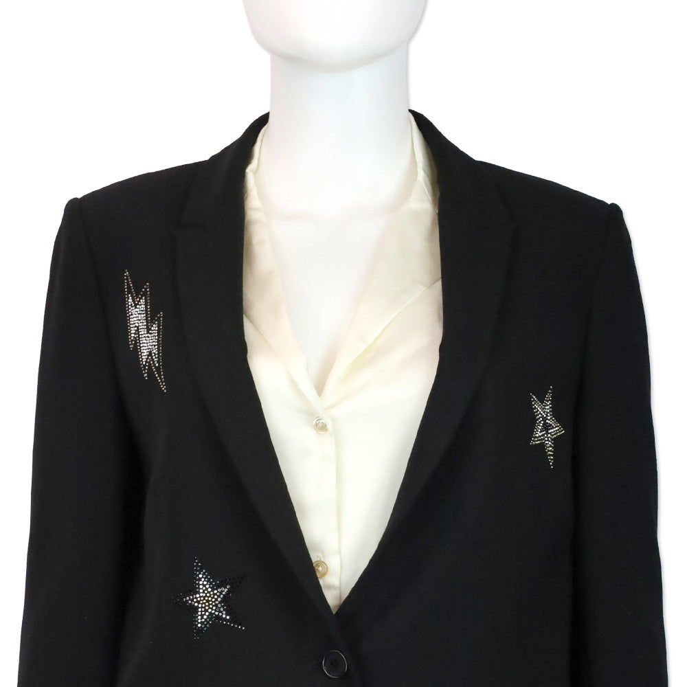 Zadig & Voltaire Black Crystal Star & Lightning Victor Light Blazer