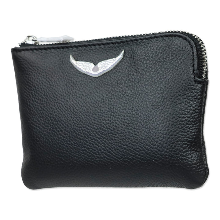 Zadig & Voltaire Black Grained Leather Mini Uma Wings Wallet