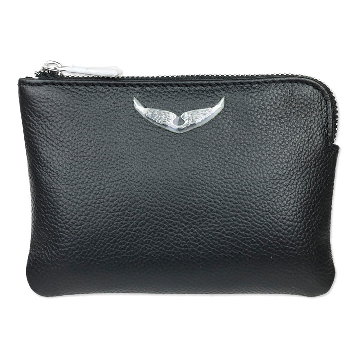 Zadig & Voltaire Black Grained Leather Mini Uma Wings Wallet