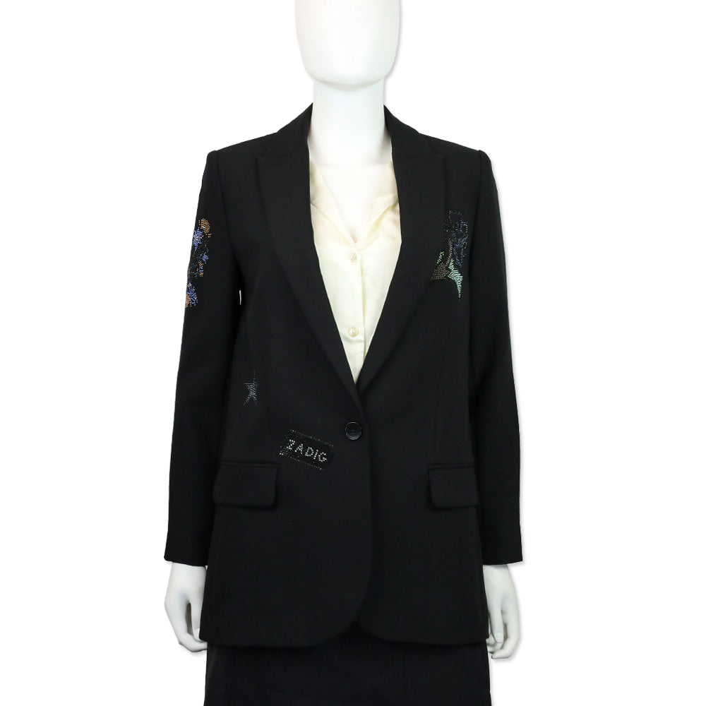 Zadig & Voltaire Black Viva Multistrass Blazer