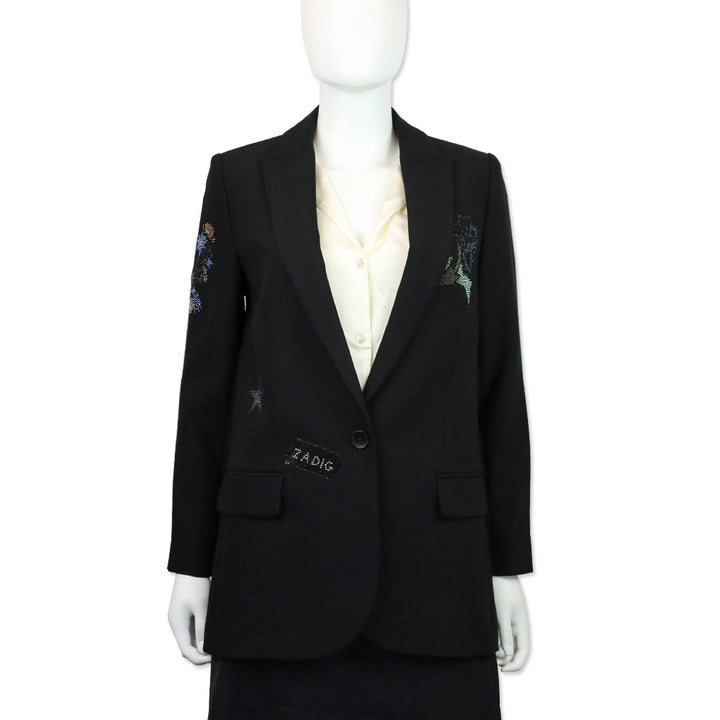Zadig & Voltaire Black Viva Multistrass Blazer