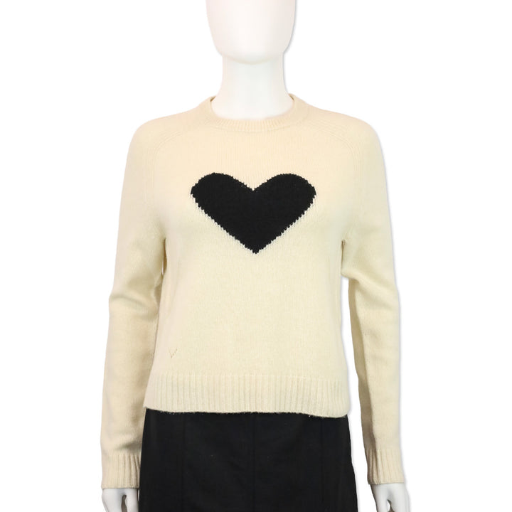 Zadig & Voltaire Cream Lili Heart Cashmere Sweater