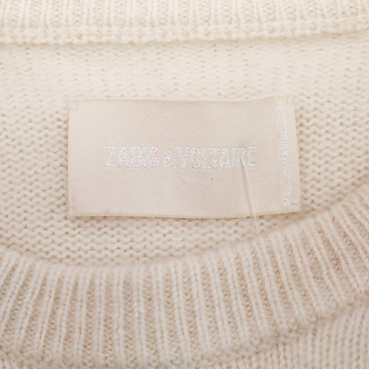 Zadig & Voltaire Cream Lili Heart Cashmere Sweater
