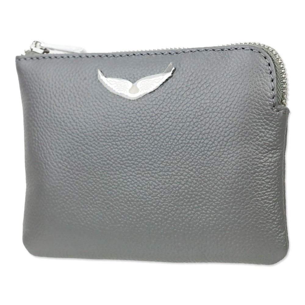 Zadig & Voltaire Grey Grained Leather Mini Uma Wings Wallet
