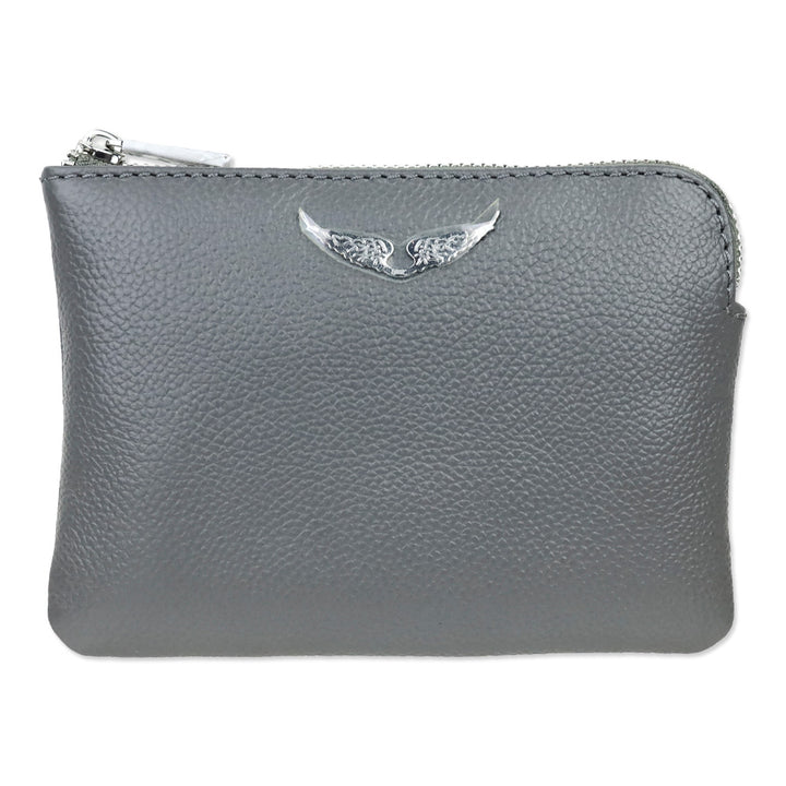 Zadig & Voltaire Grey Grained Leather Mini Uma Wings Wallet