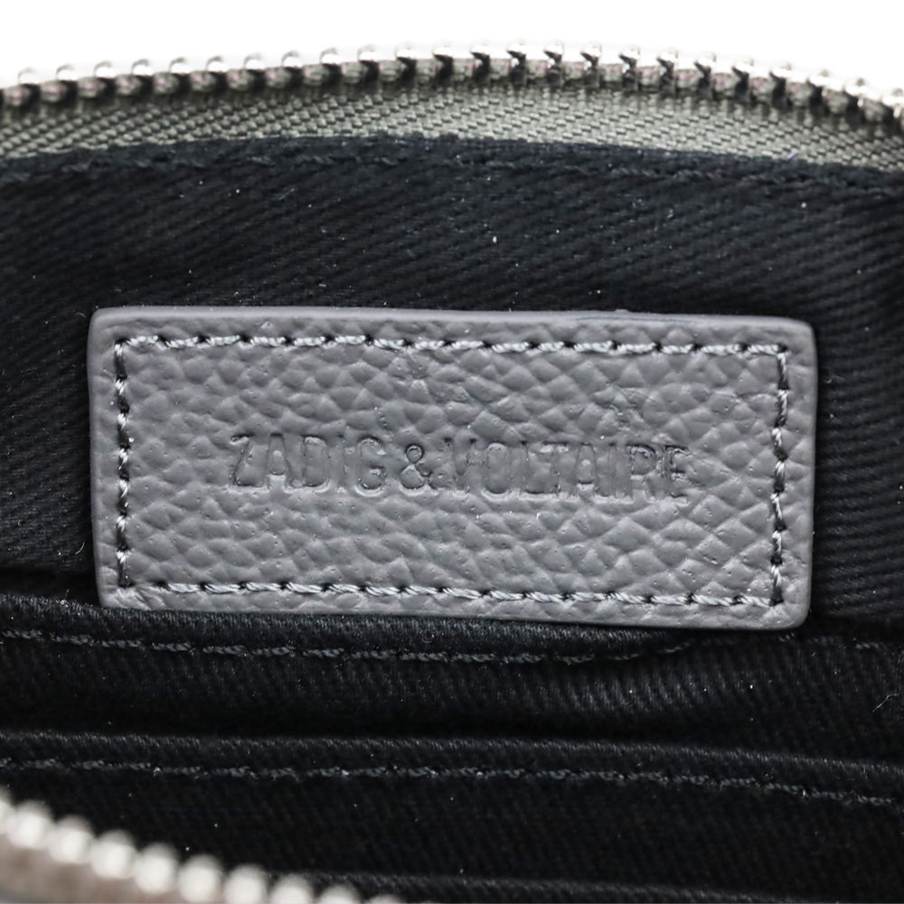 Zadig & Voltaire Grey Grained Leather Mini Uma Wings Wallet