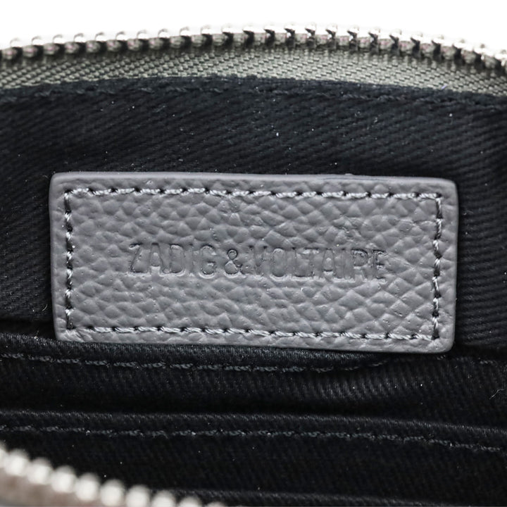 Zadig & Voltaire Grey Grained Leather Mini Uma Wings Wallet