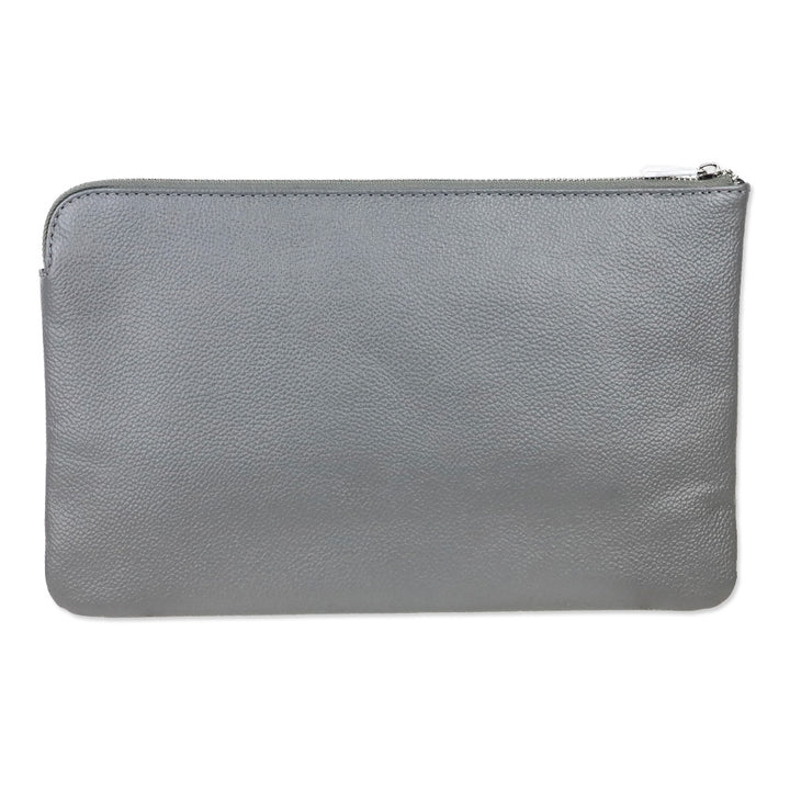 Zadig & Voltaire Grey Grained Leather Uma Wings Pouch