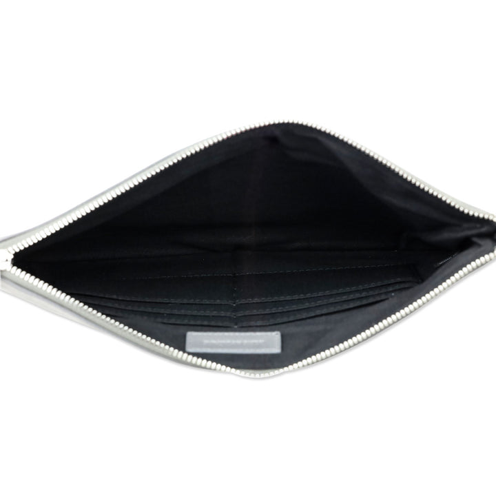 Zadig & Voltaire Grey Grained Leather Uma Wings Pouch